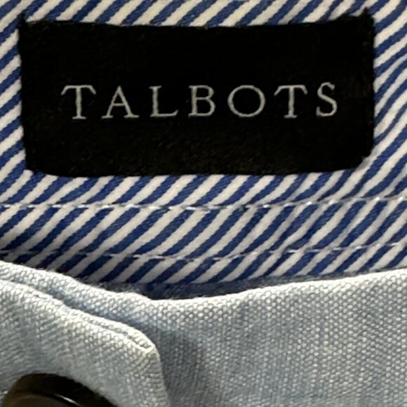 Talbots Pants Womens 16 Relaxed Chino Blue Cotton Straight Leg Flat Front Pocket - Picture 3 of 7